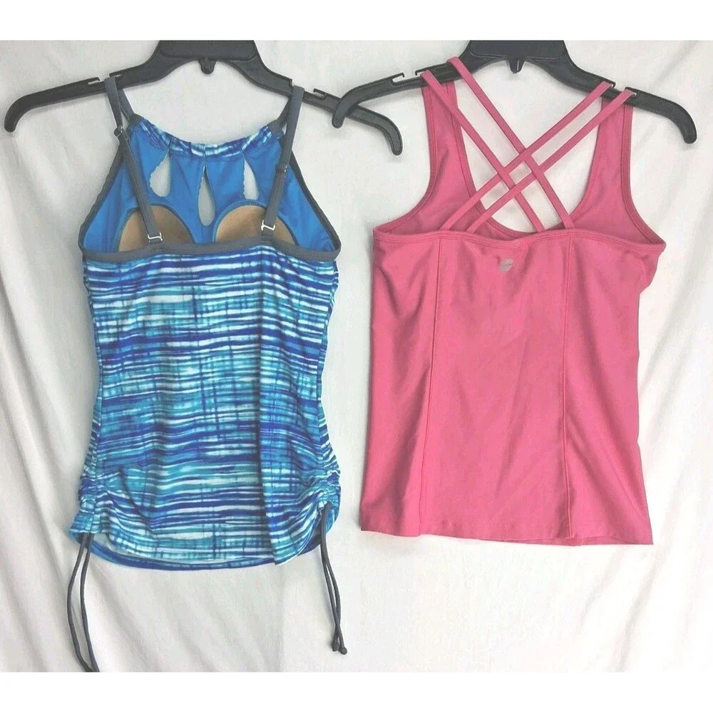 Lot Of 2 Tankini Top Athleisure Swim Women Small Pink Summer Workout Gym Running